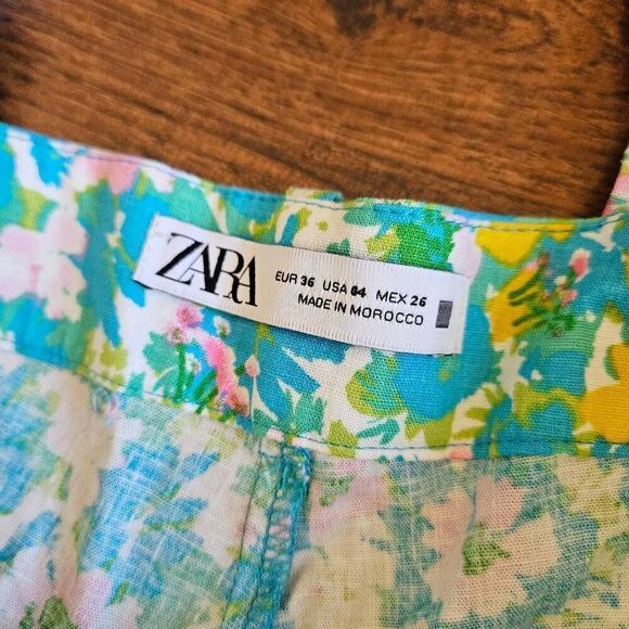 Zara Floral Linen Blend Flared Trousers - Picture 5 of 9